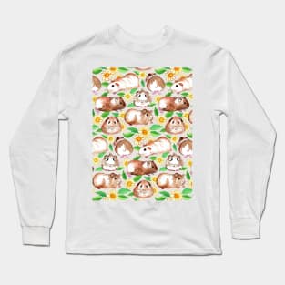 Guinea Pigs and Daisies in Watercolor Long Sleeve T-Shirt